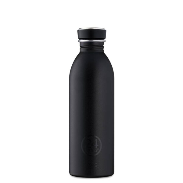 Trinkflasche Edelstahl 0,5 L in Schwarz – URBAN Bottle Tuxedo Black von 24Bottles, ultraleicht & auslaufsicher