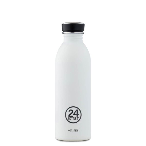 Trinkflasche Edelstahl 0,5 L – URBAN Bottle ICE WHITE von 24Bottles, reines Weiss, ultraleicht & BPA-frei.