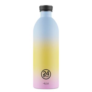24Bottles Urban Bottle Aurora 1 Liter Edelstahl Trinkflasche mit Farbverlauf - hellblau-gelb-rosé