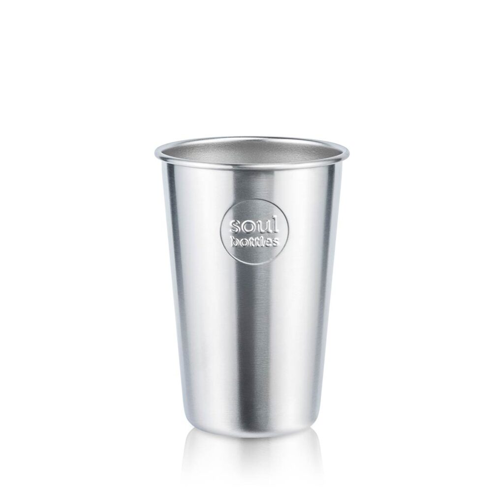 Soulbottles Soulcup Trinkbecher aus Edelstahl (0,4L) in Edelstahl, plastikfrei, leicht, robust.