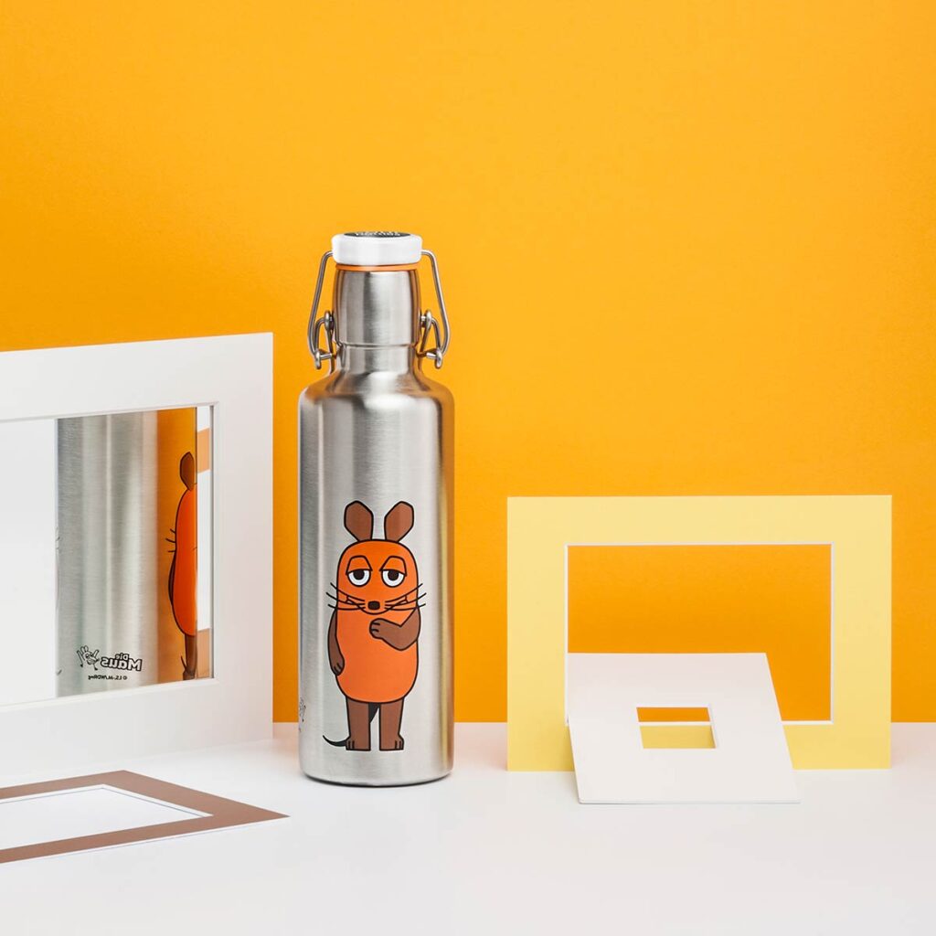 Soulbottle Steel Insulated 0,6L Abenteuermaus – doppelwandige Edelstahl-Trinkflasche mit Maus Design für unterwegs