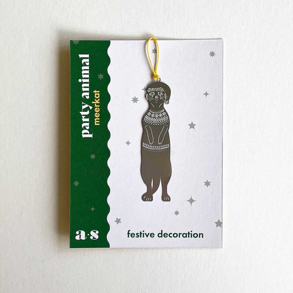 Another Studio Party Animal Erdmännchen - Design Weihnachtsdekoration aus Edelstahl - Weihnachtsbaumschmuck