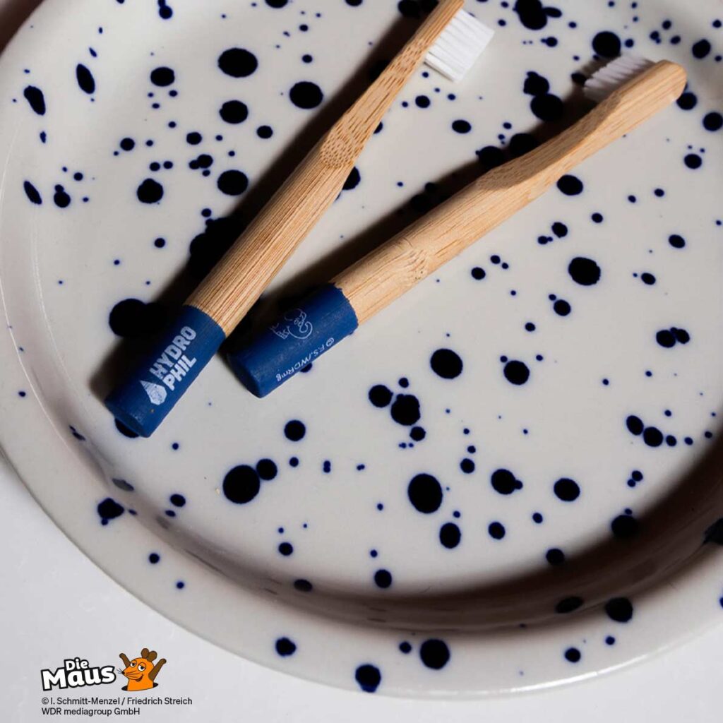 Nachhaltige Hydrophil Zahnbürste mit dem Elefant – umweltfreundliche Kinderzahnbürste aus Bambus - als Doppelpack