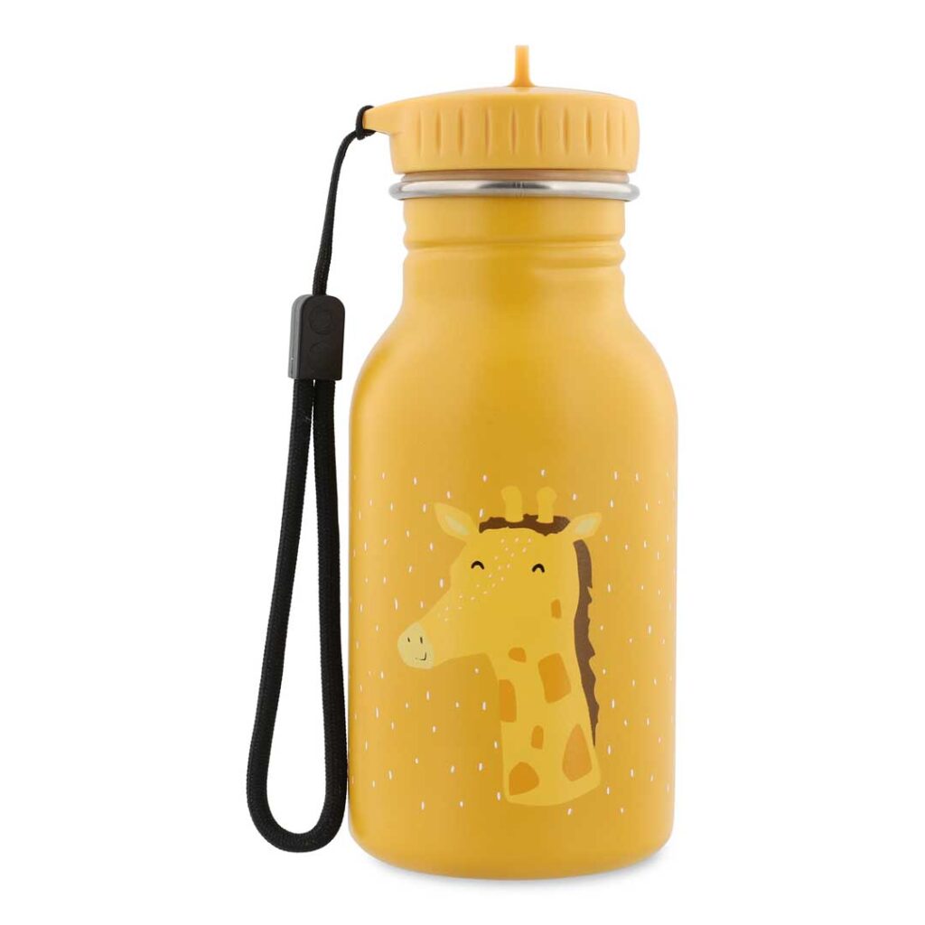 Trixie - kleine, robuste Trinkflasche aus Edelstahl für Kinder - auslaufsicher, BPA-frei und im schönen Afrika-Design Mr. Giraffe