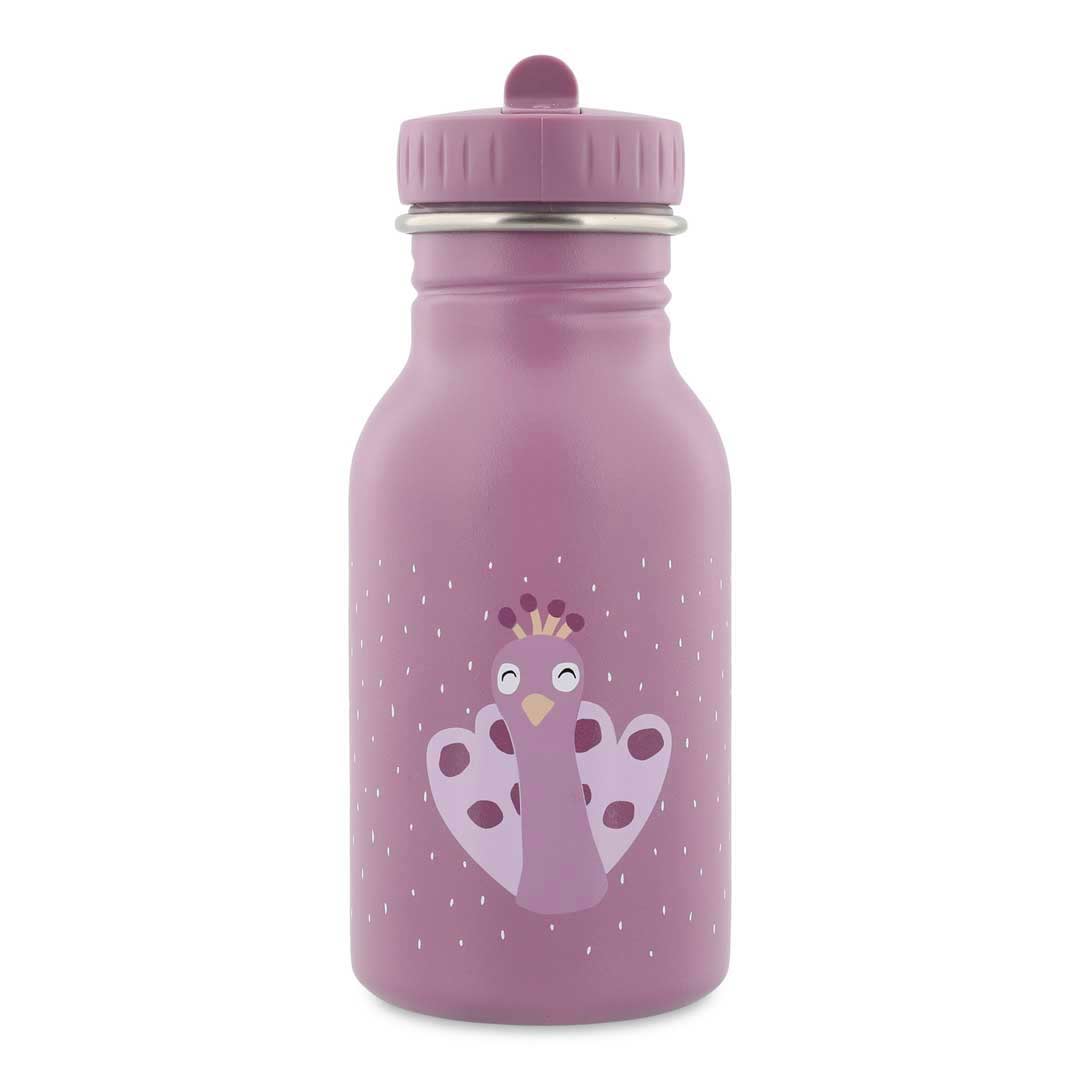 Trixie - kleine, robuste Trinkflasche aus Edelstahl für Kinder - auslaufsicher, BPA-frei und im schönen Pfau-Design Mrs. Peacock