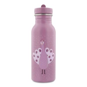 Trixie - robuste, große Trinkflasche aus Edelstahl für Kinder - auslaufsicher, BPA-frei und im schönen Pfau-Design Mrs. Peacock