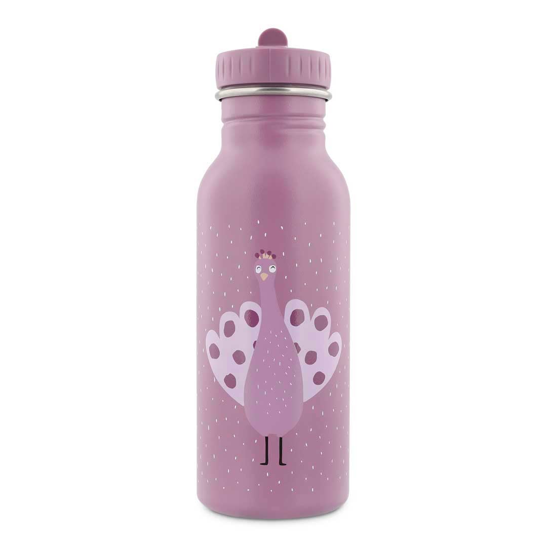 Trixie - robuste, große Trinkflasche aus Edelstahl für Kinder - auslaufsicher, BPA-frei und im schönen Pfau-Design Mrs. Peacock