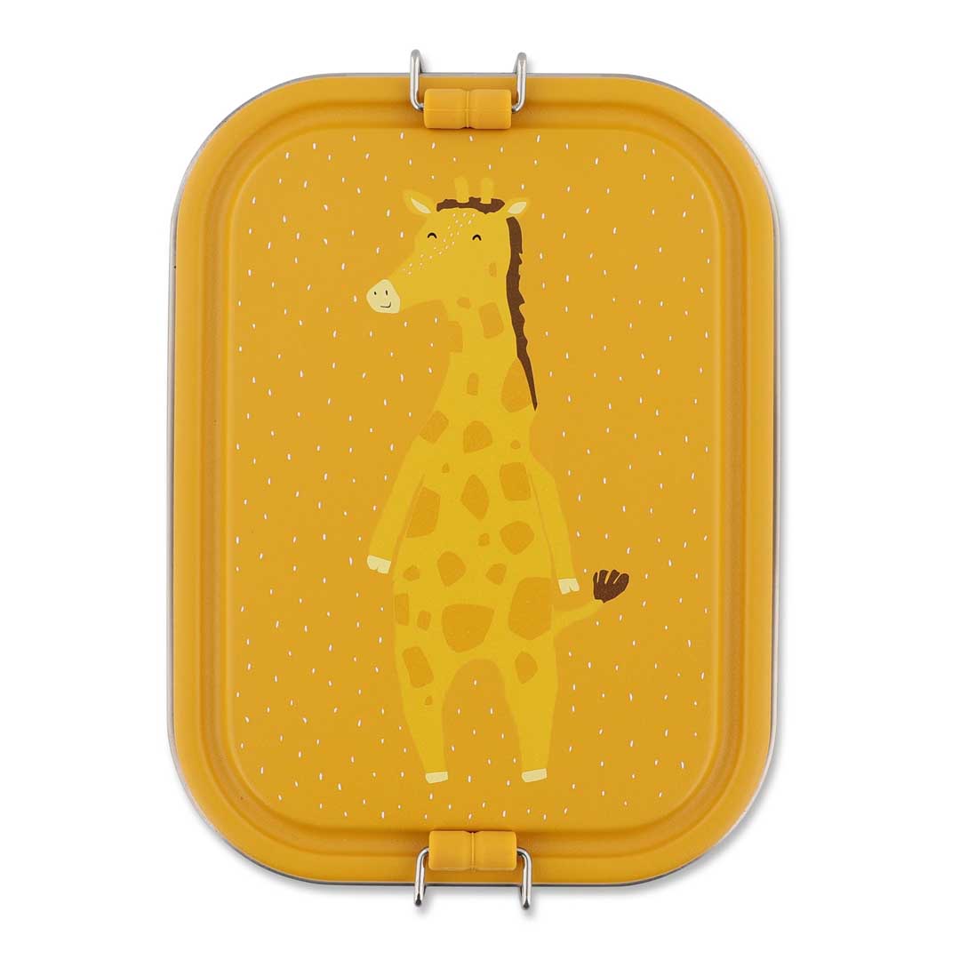 Trixie Brotdose für Kinder aus Edelstahl in gelb, nachhaltige Lunchbox mit Giraffenmotiv - Mr. Giraffe