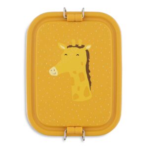 Trixie Brotdose für Kinder aus Edelstahl in gelb, nachhaltige, kleine Lunchbox mit Giraffenmotiv - Mr. Giraffe