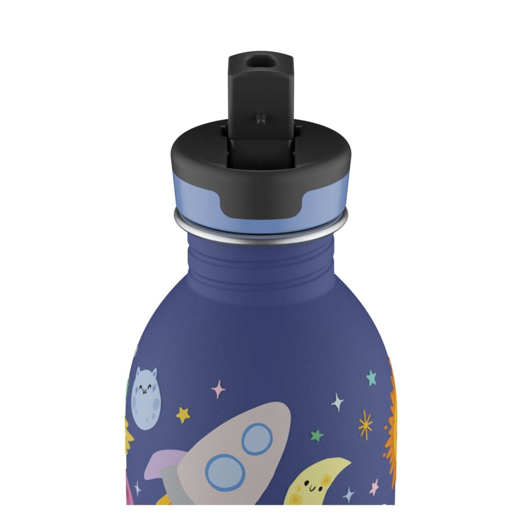 24Bottles Space Friends - Leichte Kindertrinkflasche aus Edelstahl 250ml für Kindergarten oder unterwegs