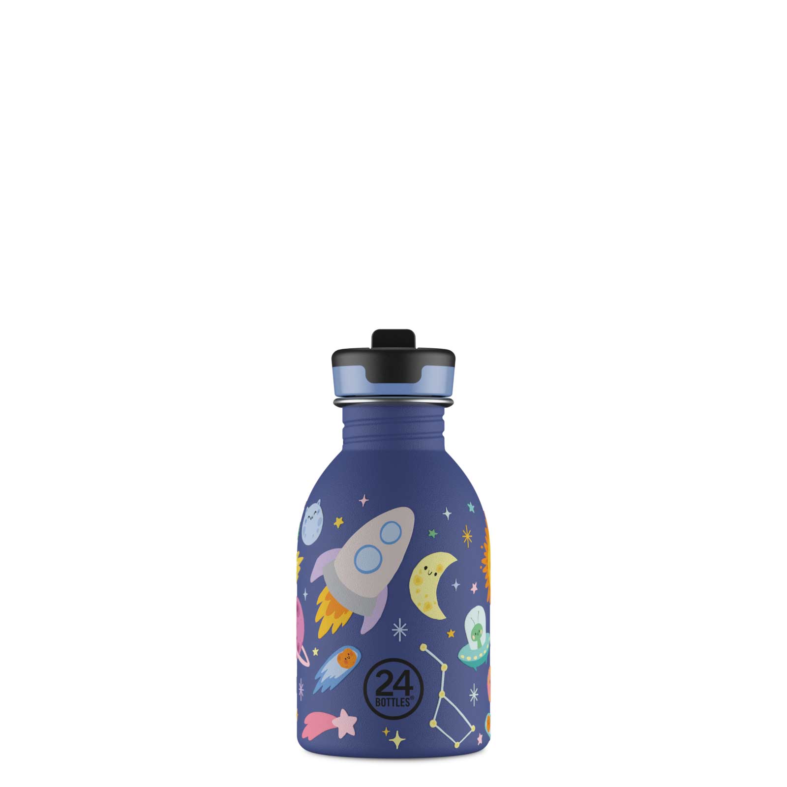 24Bottles Space Friends - Leichte Kindertrinkflasche aus Edelstahl 250ml für Kindergarten oder unterwegs